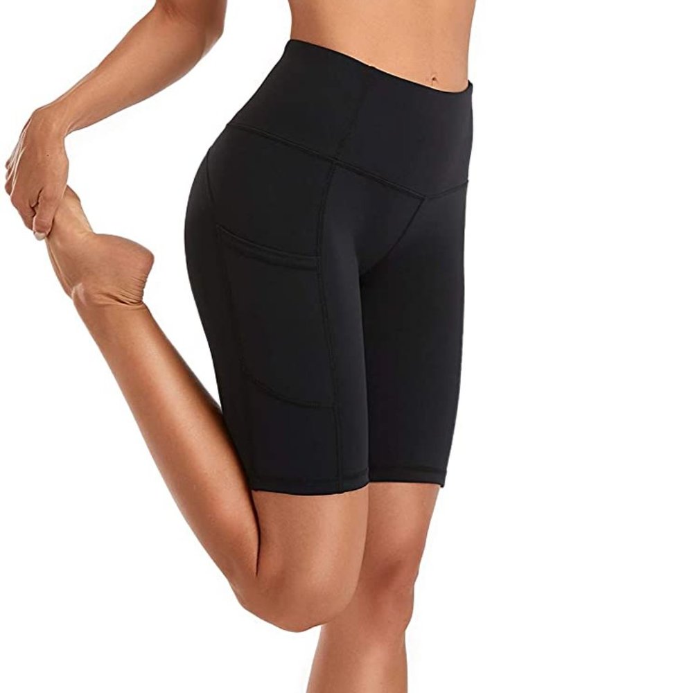 High Waist Workout Running Shorts Side Pockets - Picture 4 of 7